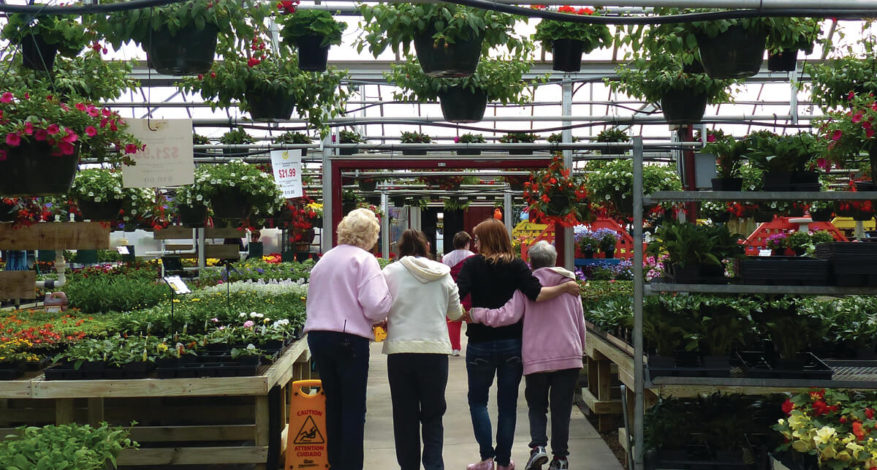 women touring a greenhouse