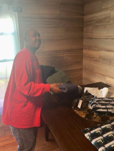 JT selecting clothes